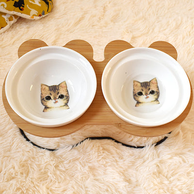 Comedor y bebedero ergonómico para gatos.