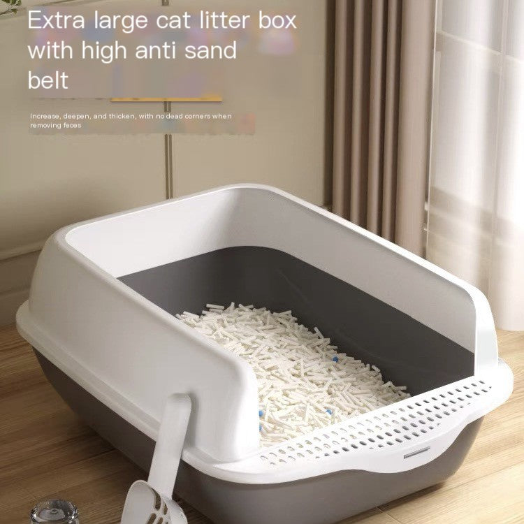 Caja de Arena Semi-Cerrada Grande para Gatos con Partes Extraíbles