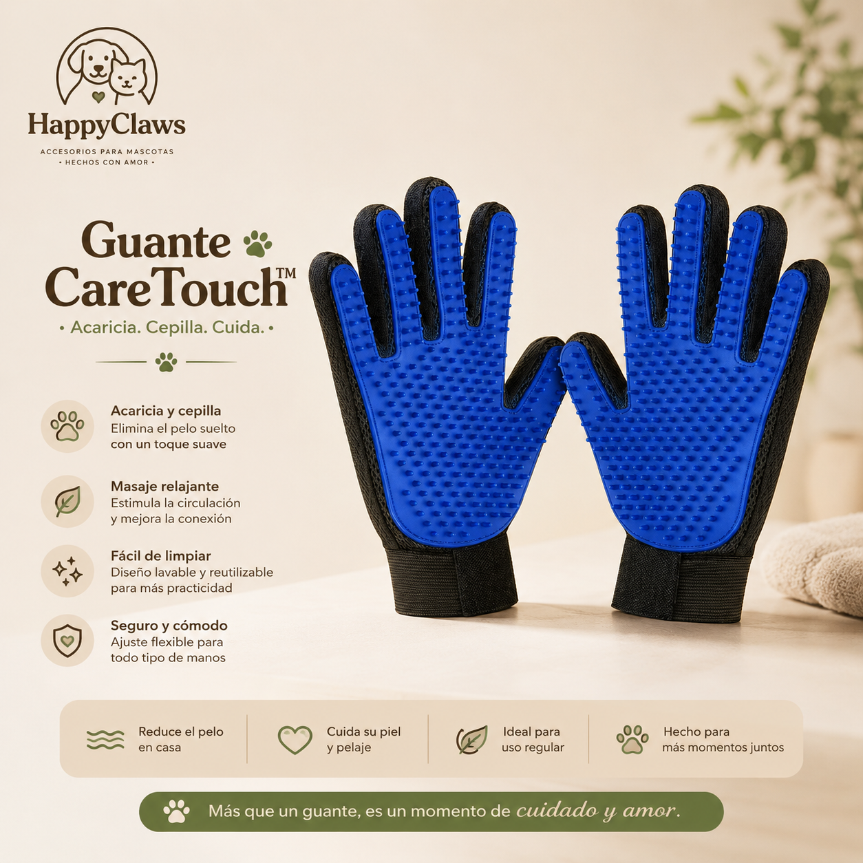 Guante CareTouch™🐾 | Cepillo Removedor de Pelo para Mascotas