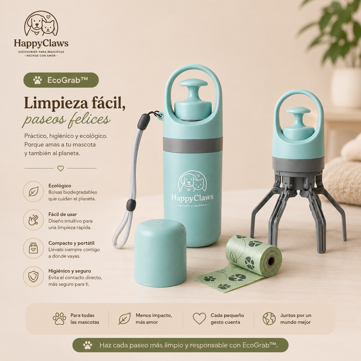 🐾 EcoGrab™ | Recogedor Portátil para Mascotas