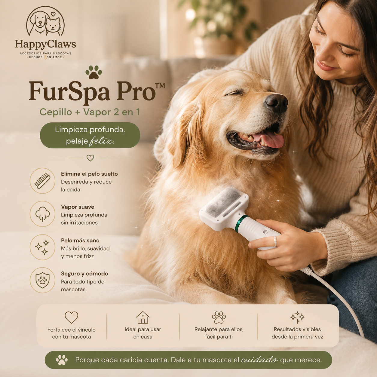 🐾 FurSpa Pro™ | Cepillo Secador 2 en 1 para Mascotas
