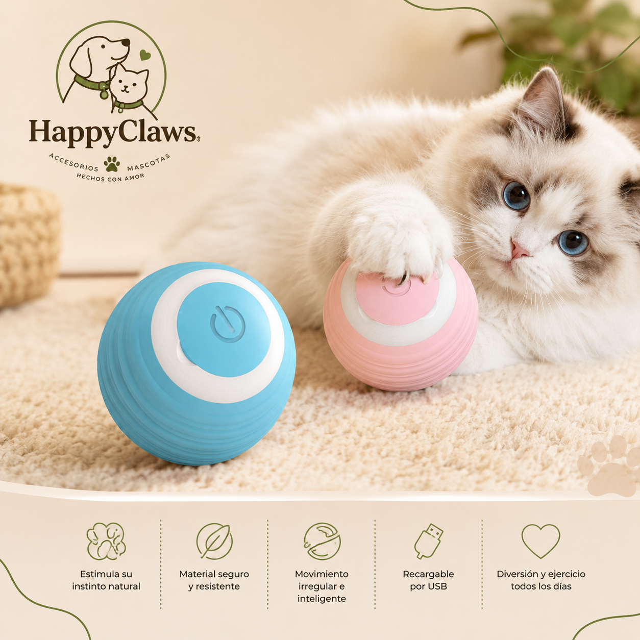 🐱 SpinPaw™ | Mini Pelota Inteligente 360° para Gatos