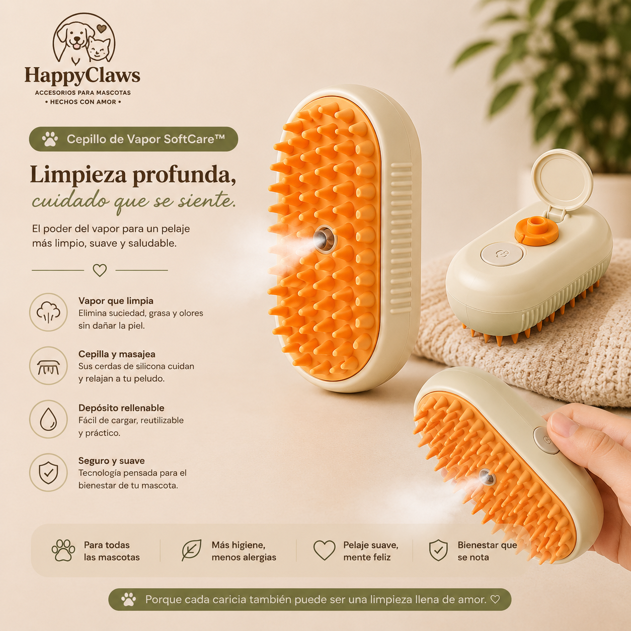 🐾 Cepillo de Vapor SoftCare™