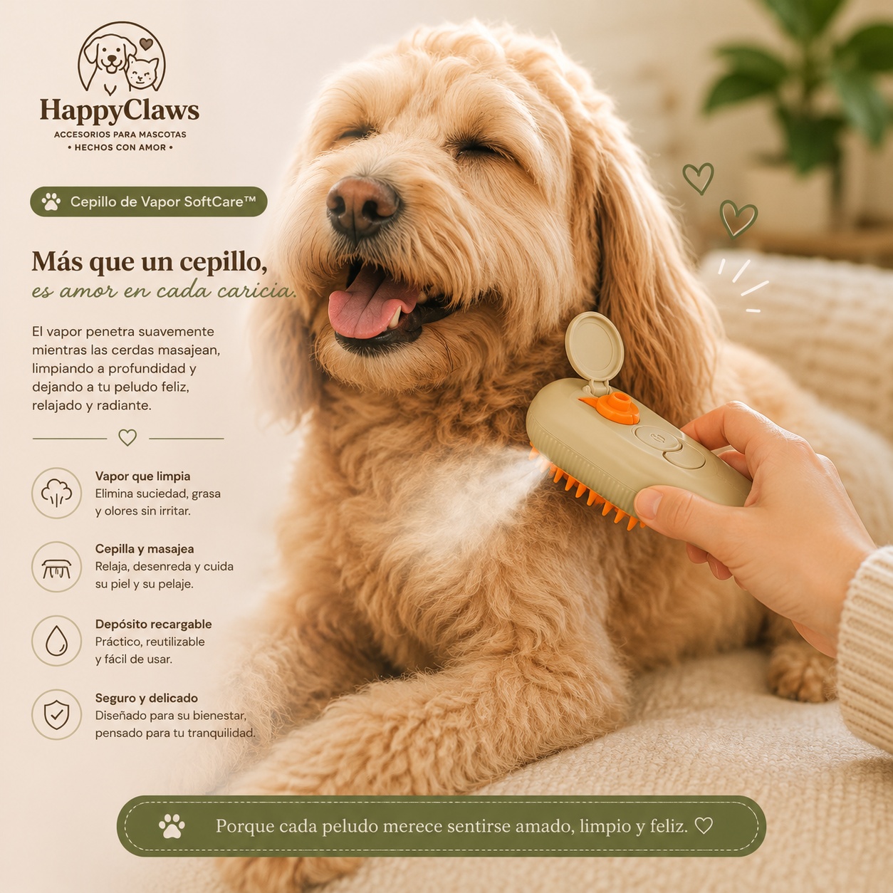 🐾 Cepillo de Vapor SoftCare™