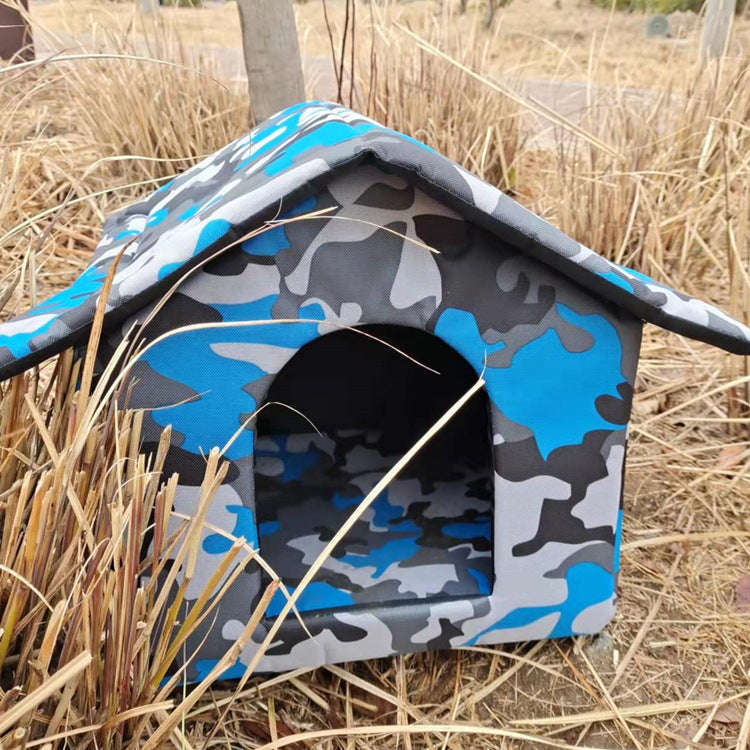 Caseta Exterior Impermeable de Tela Oxford para Gatos y Perros