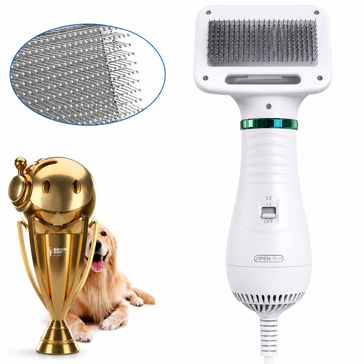 🐾 FurSpa Pro™ | Cepillo Secador 2 en 1 para Mascotas