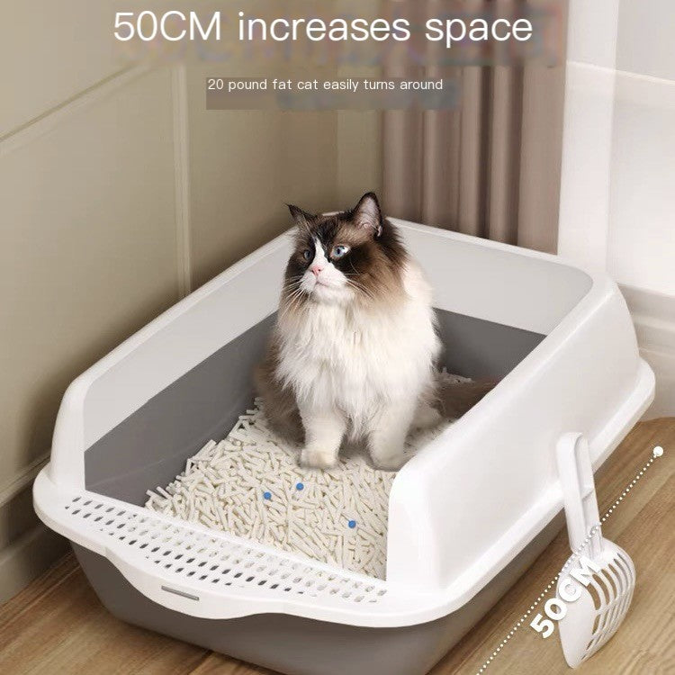 Caja de Arena Semi-Cerrada Grande para Gatos con Partes Extraíbles